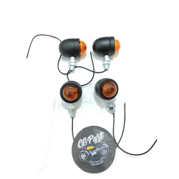 Sein Sen Lampu Sen Motor Custom Acipi Mika Cembung Kecil Hitam 4 pcs