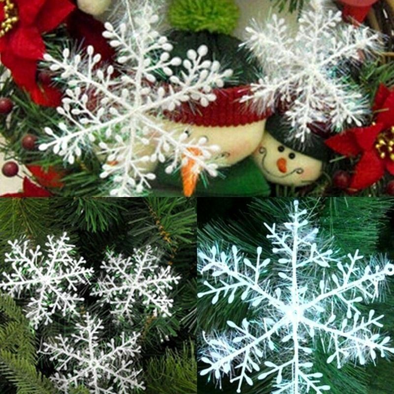 Produk Dekorasi Natal/Tahun Baru Gantung Liontin Putih Ornamen Snowflake Rumah Pesta Hias Pohon Natal Aksesoris Hias Ornamen Pohon Xmas 30Pcs/Hot Sale