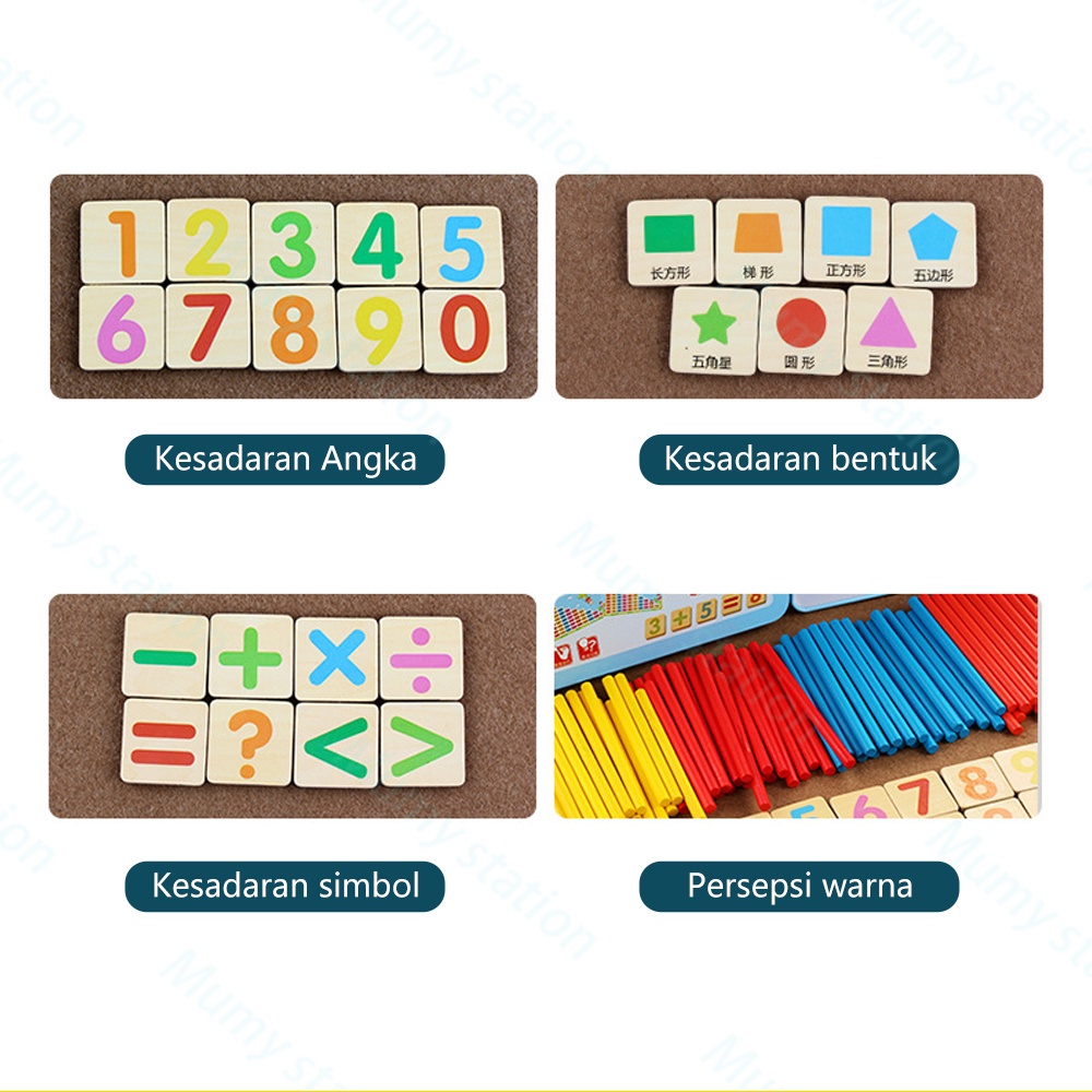 Mumystation Intelligence Stick berhitung Mainan Edukasi Berhitung Anak/puzzle magnet kaleng