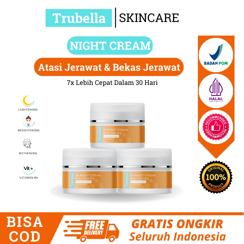 Trubella Sp Night Cream Penghilang Jerawat - Cream Penghilang Flek Hitam Di Wajah - SP Night Cream W