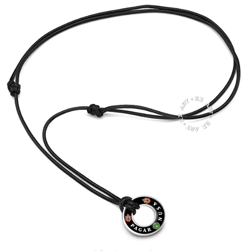 KALUNG LIONTIN RING PLAT CINCIN DATAR PENDEKAR PAGAR NUSA SILAT PN TALI KULIT KEPANG HITAM COKLAT