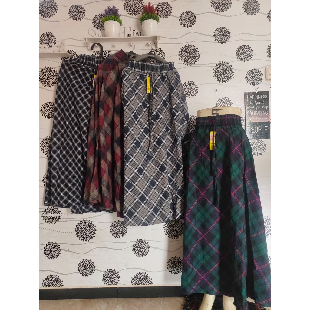 Jual Rok Flanel Import Panjang Rok Tartan Rok Kotak Payung Shopee