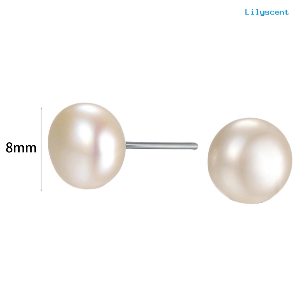 [LS] Anting Giwang Simple Mudah Senada Wanita Bulat Mutiara Imitasi Ear Studs Untuk Pernikahan