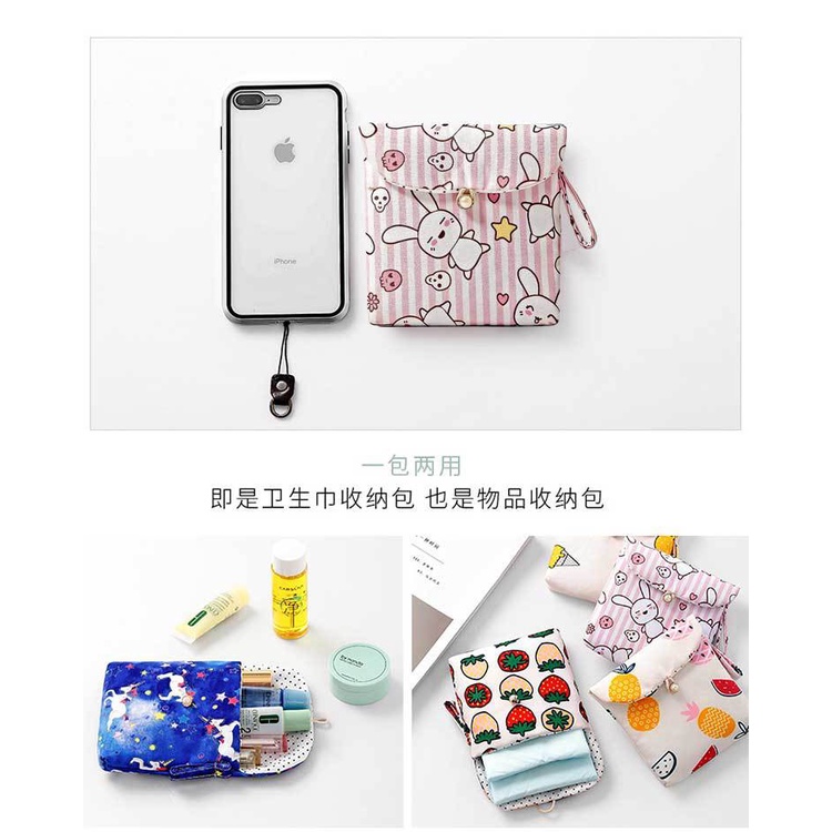 Tas Penyimpanan Softex Pembalut Menstruasi Wanita Panty Liner Tas Katun Penyimpanan Barang Kecil Skincare Portable Organizer Travel Model Lucu Serbaguna