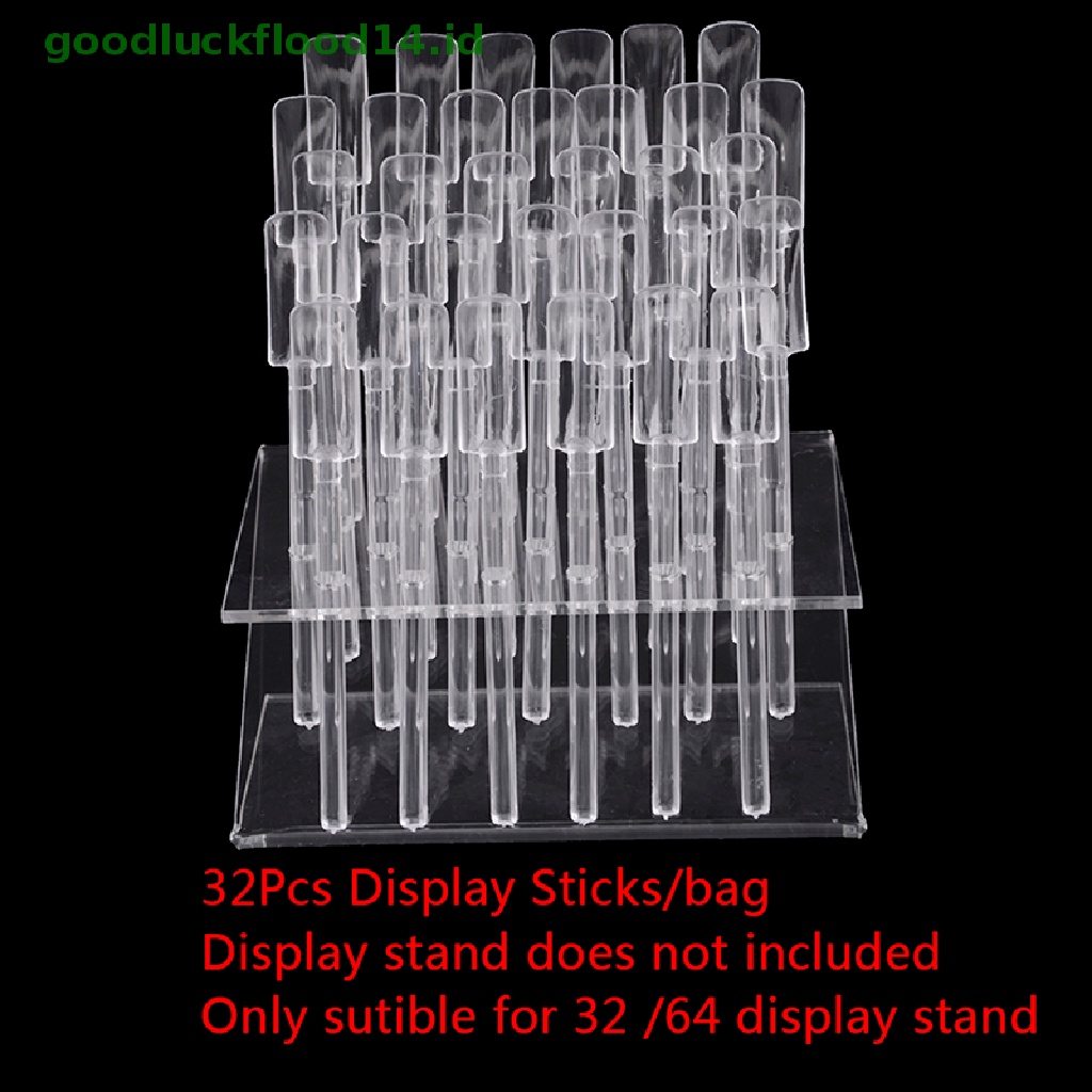 [GOOGFOUR] 32pcs Tips Stik Nail Art Clear Tips Display Stand Alat Pelatihan Kutek [TOP]