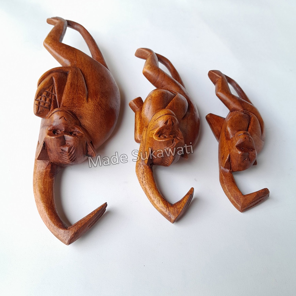 Set Patung Kayu monyet kera gantung isi 3pcs Kerajinan handmade Bali