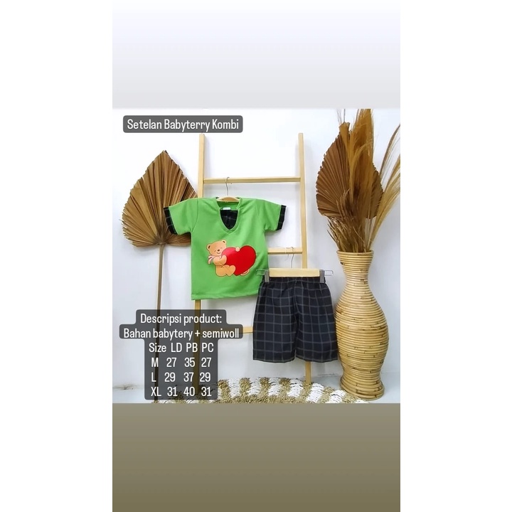 Set Baju Kaos Lucu Anak Cewek Perempuan Setelan Celana Pendek Motif Kotak Bahan Babyterry Model Terb