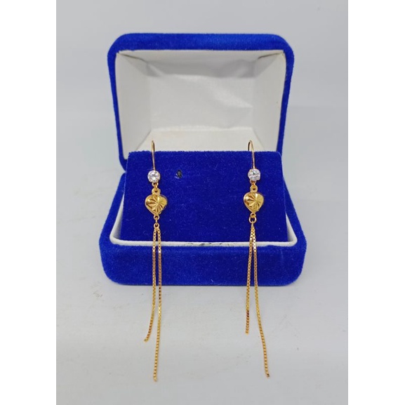 anting kait mp + love ukir itali santa/ anting perak asli silver 925 lapis emas/ anting fashion wanita terbaru