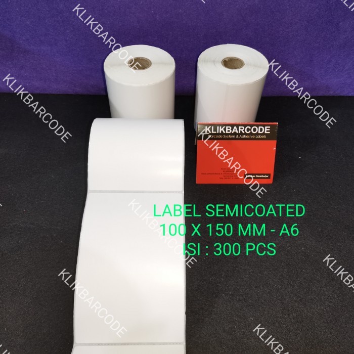 

LABEL BARCODE 100 X 150 KERTAS STICKER SEMICOATED 100x150 mm - 300pcs