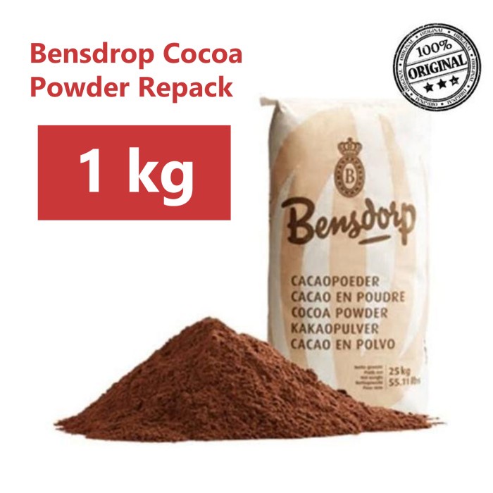 

Ready oke] Bensdrop Bubuk Cokelat 1kg Bensdorp Pure Cocoa Powder Coklat 1000gr