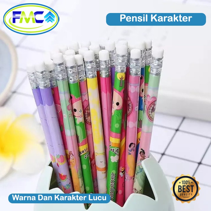 Pensil Tulis Karakter lucu Pensil HB Murah Pencil Fancy Lucu Pensil Penghapus