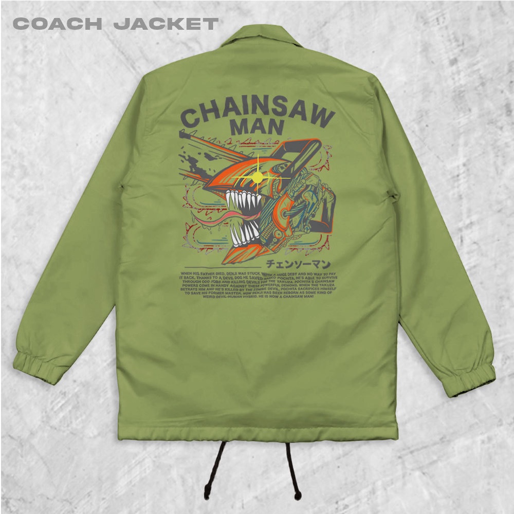 Fortglass CHAINSAW Coach Jaket Polos Pria Jaket Parasut Unisex Coach Pria Lengan Panjang