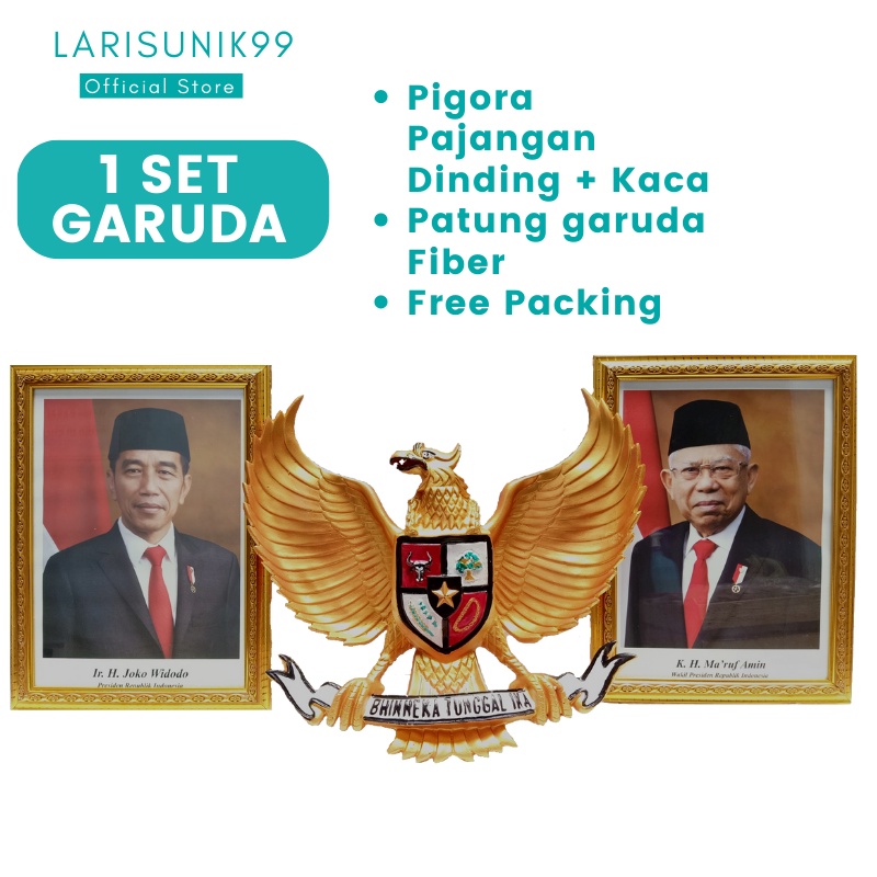 Gambar Presiden dan Wakil Lambang Patung Burung Garuda Pancasila Hiasan Dinding 3D