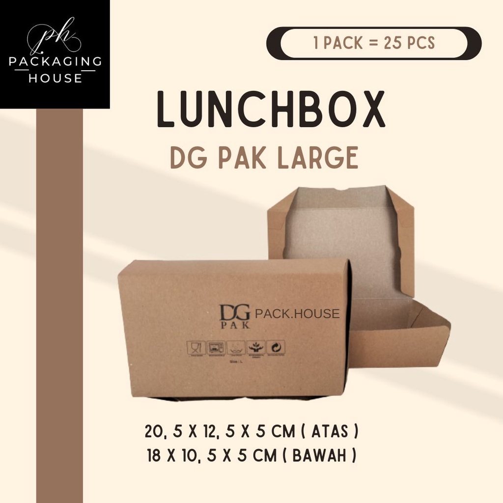 

Paper Lunchbox L | 25 Pcs / Pack | Lunchbox Kraft Size L | Lunchbox Paper Kraft Coklat |