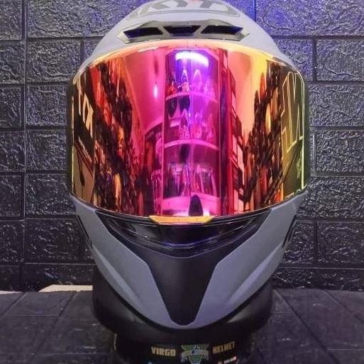 HELM KYT TT COURSE GORILA GREY STIKER REDBULL PAKET GANTENG