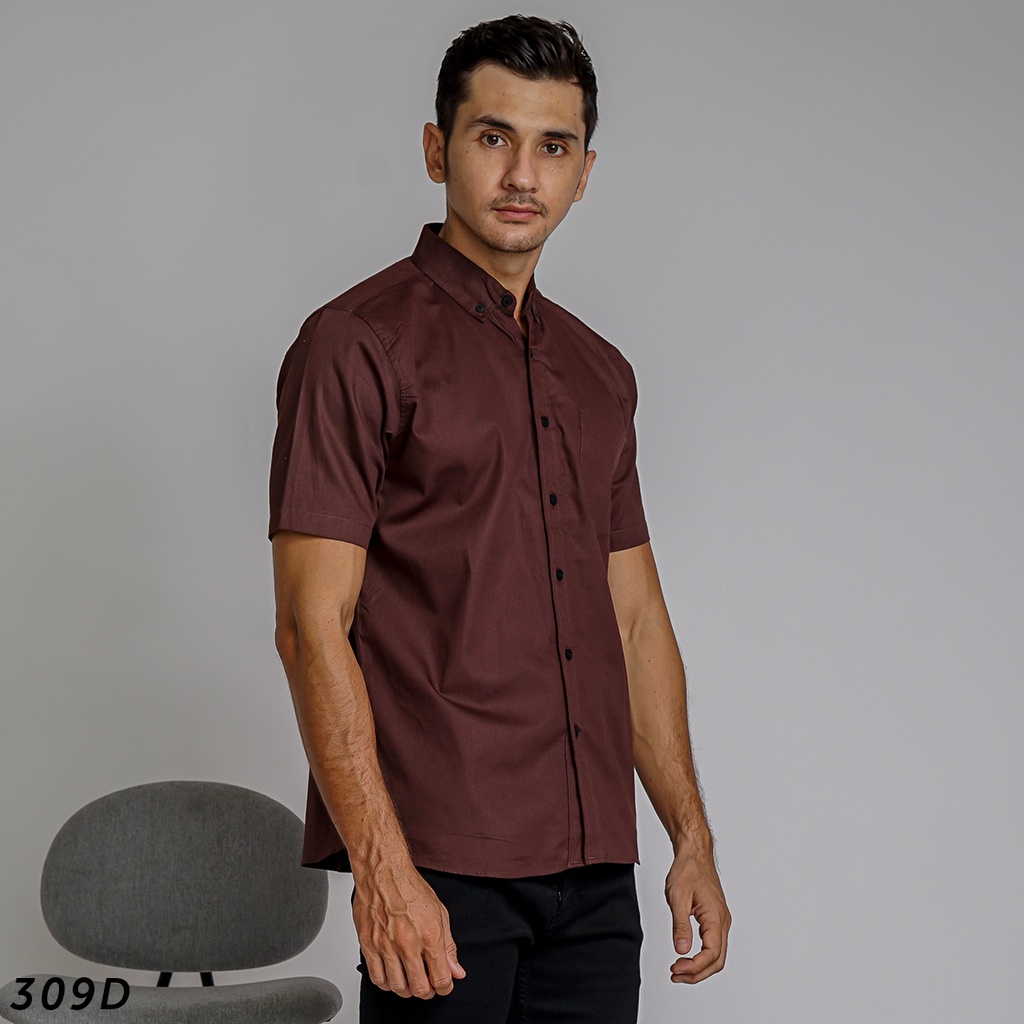 HSRM Kemeja Polos Pria Coklat Lengan Pendek Totti Shirt 309 D