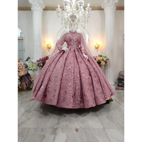 TERLARIS GAUN PENGANTIN PREMIUM GAUN BELIMBING  PAYET/BALL GAUN/GAUN TERBARU/PERLENGKAPAN PESTA/BAJU NIKAH/GAUN MODERN