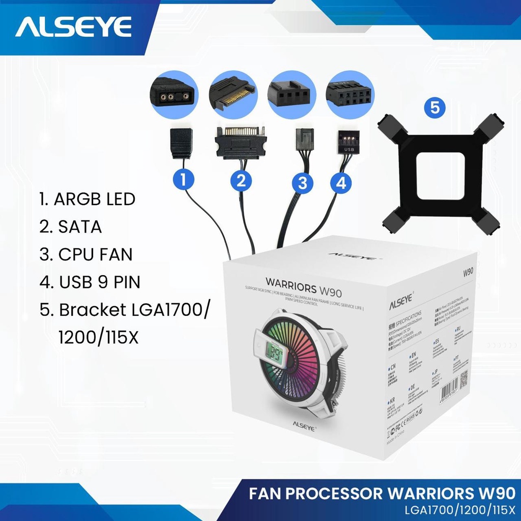 Alseye Warriors W90 Fan Processor ARGB with Temperature Digital