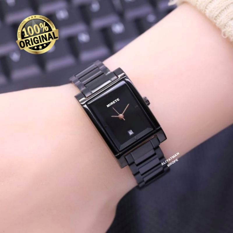 JAM TANGAN KASUAL WANITA MIRETE ORIGINAL TANGGAL AKTIF _ JAM TANGAN WANITA IMPORT BERKUALITAS MURAH  WATWR RESISTANT_ JAM TANGAN FASHION CEWEK STRAP RANTAI