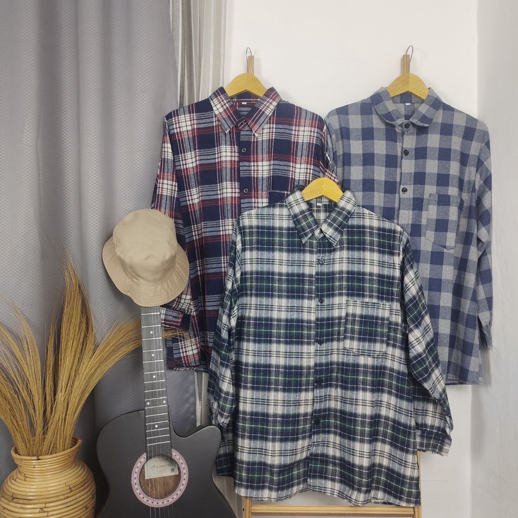 FLAN 1/2 FLANEL KEMEJA SUPER JUMBO FLANEL BIGSIZE OOTD OVERSIZE LD 120 130 140 150 COD