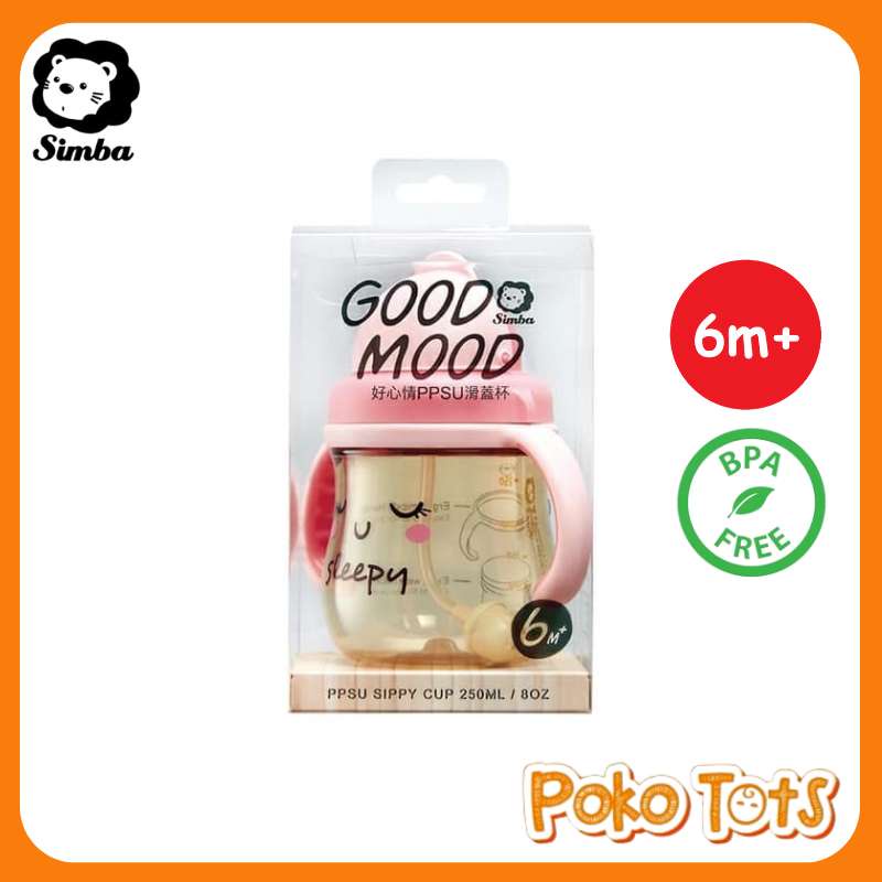 Simba Good Mood PPSU Sippy Cup Pink With Weighted Straw 250ml Botol Minum Sedotan Dengan Pemberat WHS