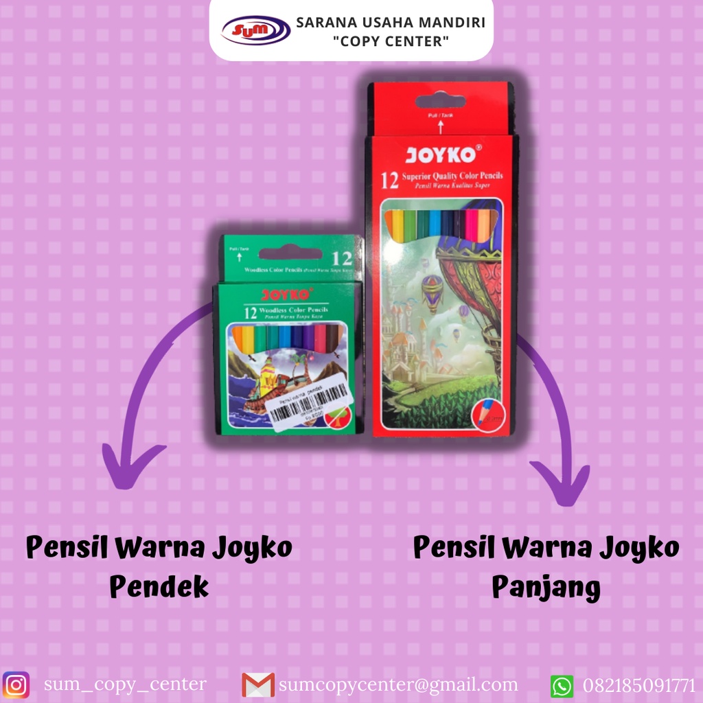 

Pensil Warna Joyko Pendek Panjang Original