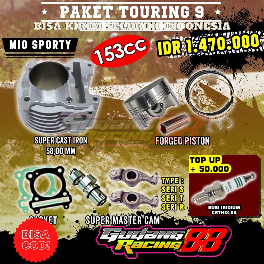 PAKET BORE UP MIO KARBU MIO SPORTY MIO OLD MIO SMILE NOUVO 153 CC - PAKET TOURING BRT 9
