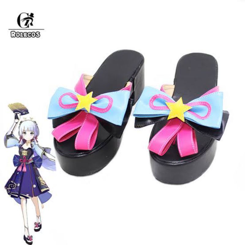 Sandal Cosplay Geta Kamisato Ayaka / Sandal Genshin Impact Shoes Sepatu Geta Bakiak/ Kamisato Ayaka 