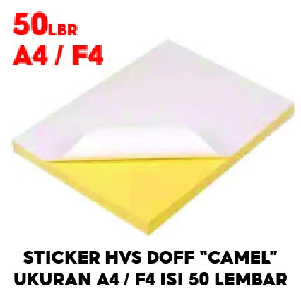 

[50 LEMBAR] Kertas Sticker HVS Doff Camel ukuran A4 / F4 | isi 50 lembar