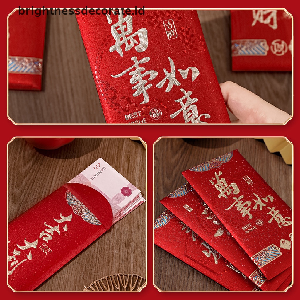 [Keladilan] 6pcs Imlek Merah Paket Kelinci Tahun Musim Semi Festival Pernikahan Amplop Merah Imlek Uang Packing Bag Lucky Red Packets Bag [ID]