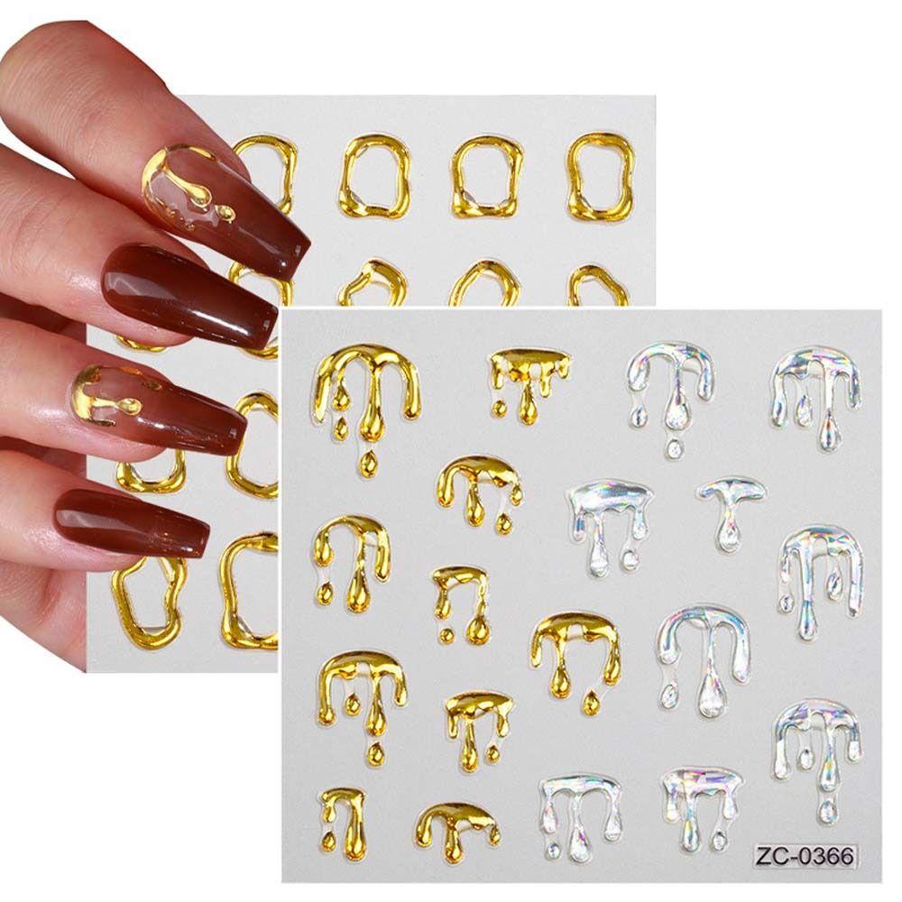 MXBEAUTY Stiker Kuku Hati Wanita Fashion Stiker Perekat Lembut Berbentuk Tidak Teratur Kupu-Kupu Manikur Aksesoris Nail Art Dekorasi