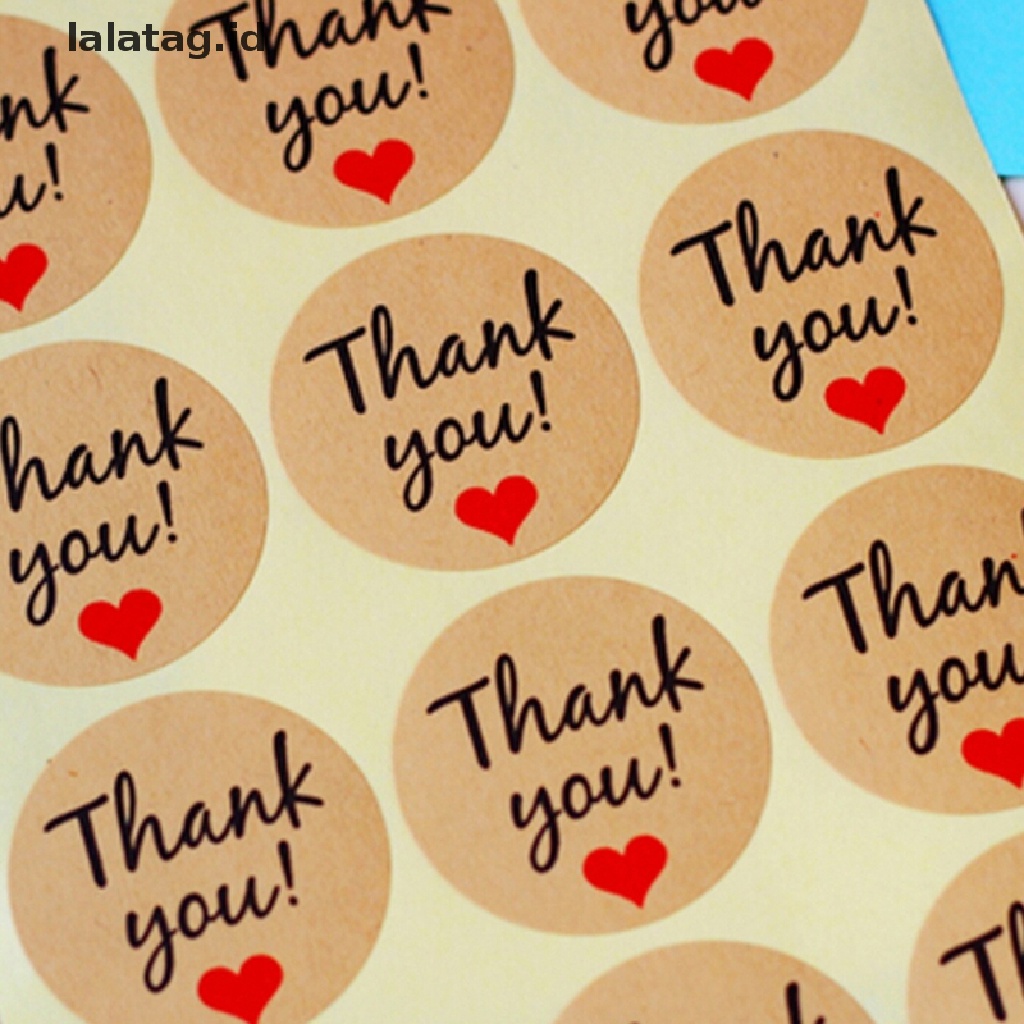 [lalatag] 60pcs Kertas Kraft Love Hati &quot;Thank You&quot; Stiker Hias Baking Sealing Pasta [ID]