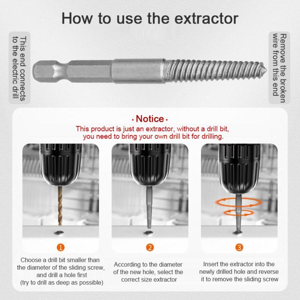 Lanfy Screw Extractor Stripped Remover Baut Demolition Tool Bit Holder Mata Obeng Water Pipe Extractor Bor Ekstensi Adapter Mata Bor Guide Set