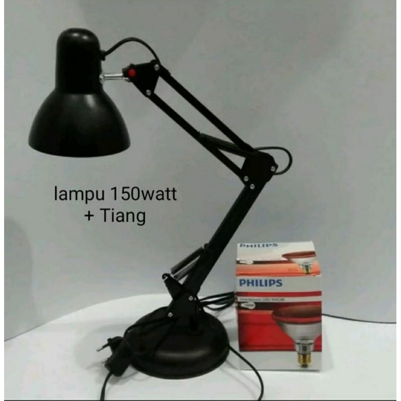 Lampu Infared terapi PHILIPS ORI dan Tiang penyangga Bracket khusus tiang duduk 150watt ( 1 SET ) Lampu Infra Merah 100W original Philips