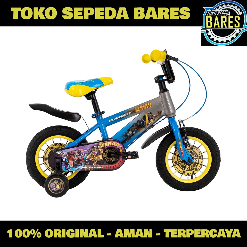 Sepeda BMX Anak 12 / 16 / 18 Element Marvel Series Hulk Buster / Avengers vs Thanos / Black Panther Edition