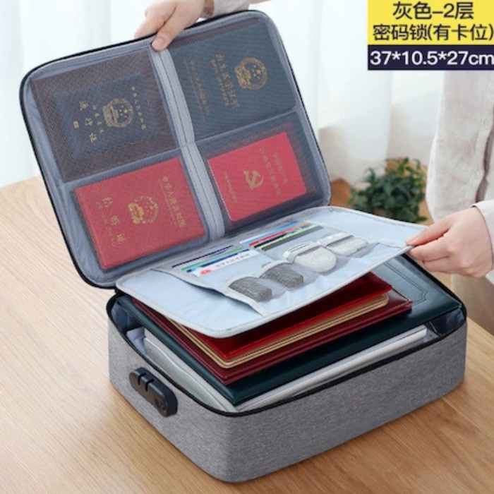 

Box File Tas Koper Penyimpanan Dokumen Kunci Gembok / File Storage Travel Bag