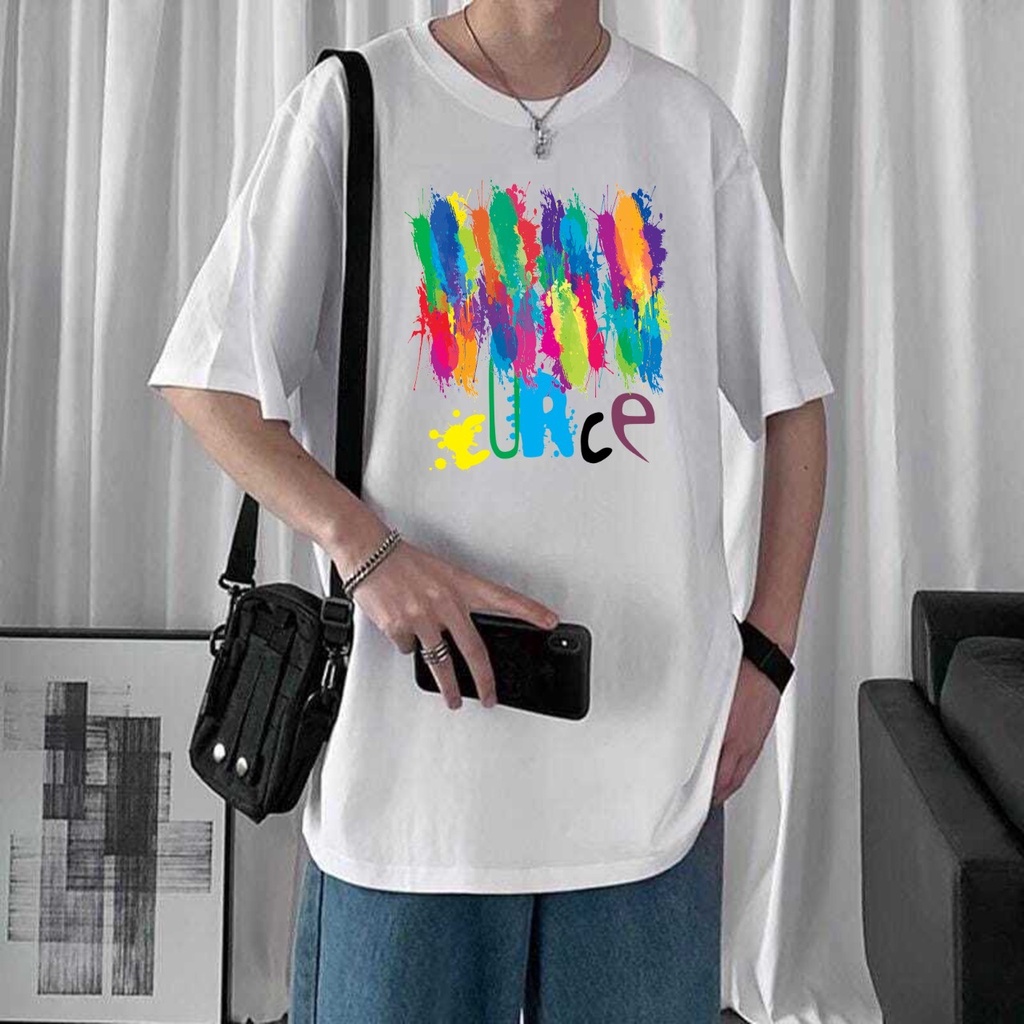 Baju Kaos Oversize  M-L-XL Atasan Motif Curce Lengan Pendek Pria