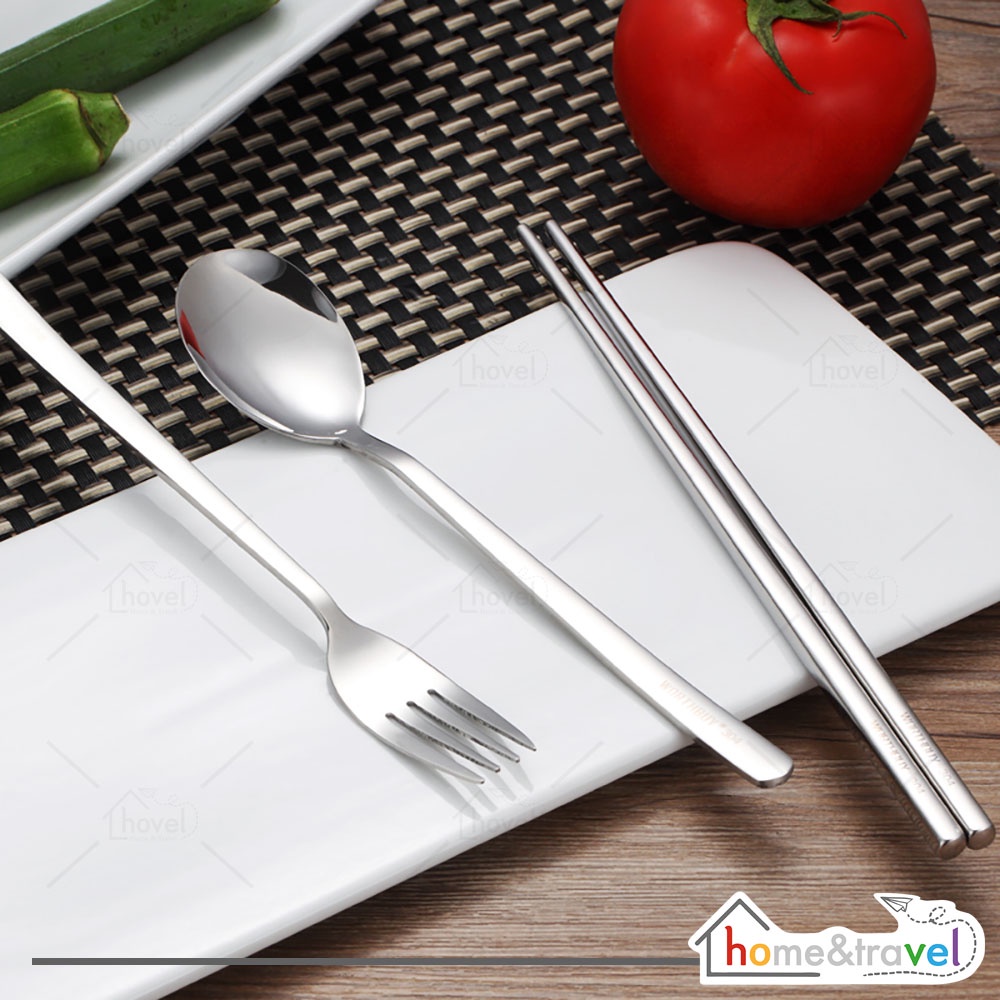 NUZ HOVELSHOP Set Alat Makan Korea Sujeo Sendok Garpu Sumpit Stainless Steel 1 Set