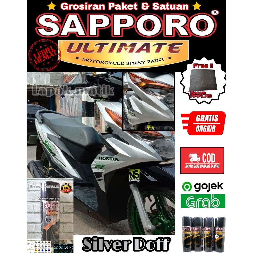 SAPPORO ULTIMATE M57 SPARKLING SILVER SILVER METALIK DOFF / CAT SPRAY SEMPROT AEROSOL