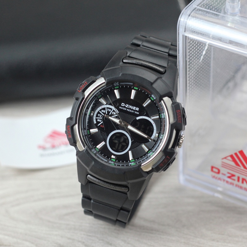 Jam Tangan Cowok Pria DZINER 8203 ORIGINAL LED Bulat Digital Import Murah Mewah BONUS BATERAI CADANGAN!