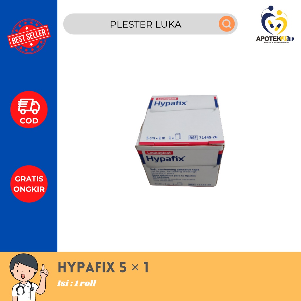 HYPAFIX 5 CM X 1 M PLESTER LUKA / PENUTUP LUKA / PEREKAT NON WOVEN