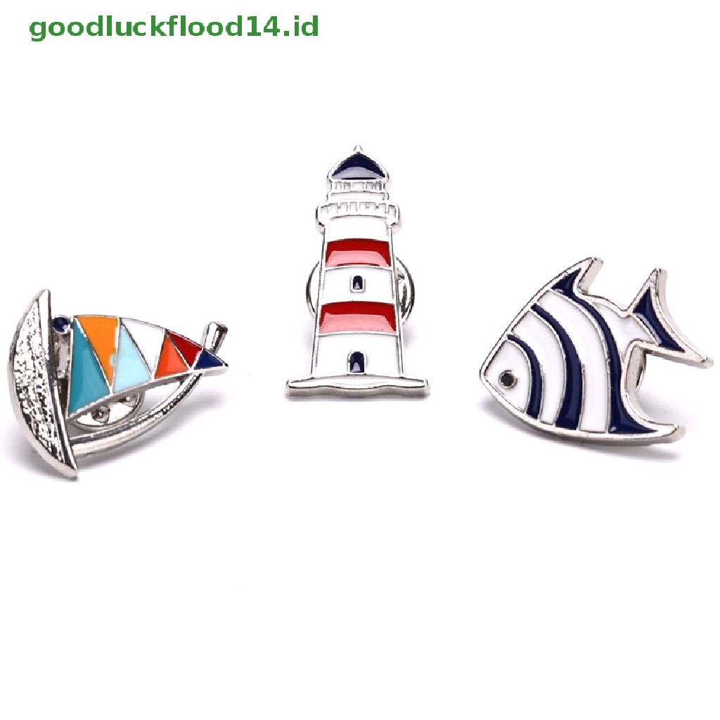 [GOOGFOUR] Mode Enamel Perahu Layar Ikan Menara Navy Bros Lencana Korsase Perhiasan Hadiah [TOP]