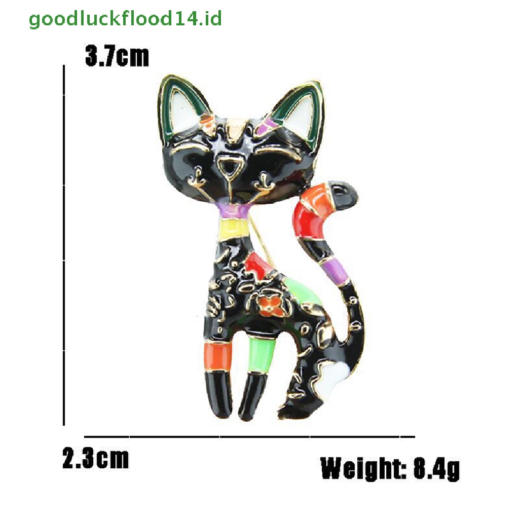 [GOOGFOUR] Pin Bros Enamel Kucing Angin Cina Bunga Warna-Warni Seni Abstrak Hewan Pin [TOP]