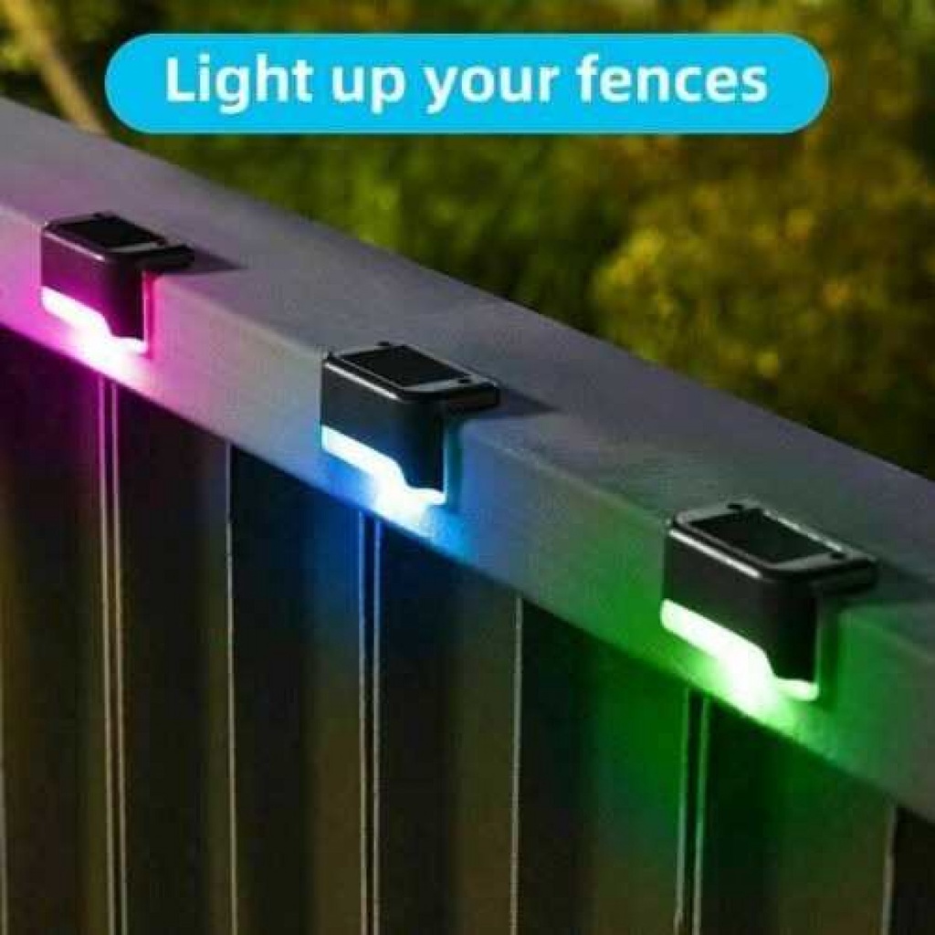 Lampu Solar Taman Solar Outdoor Pagar Balustrade Light IP65 RGB 4PCS