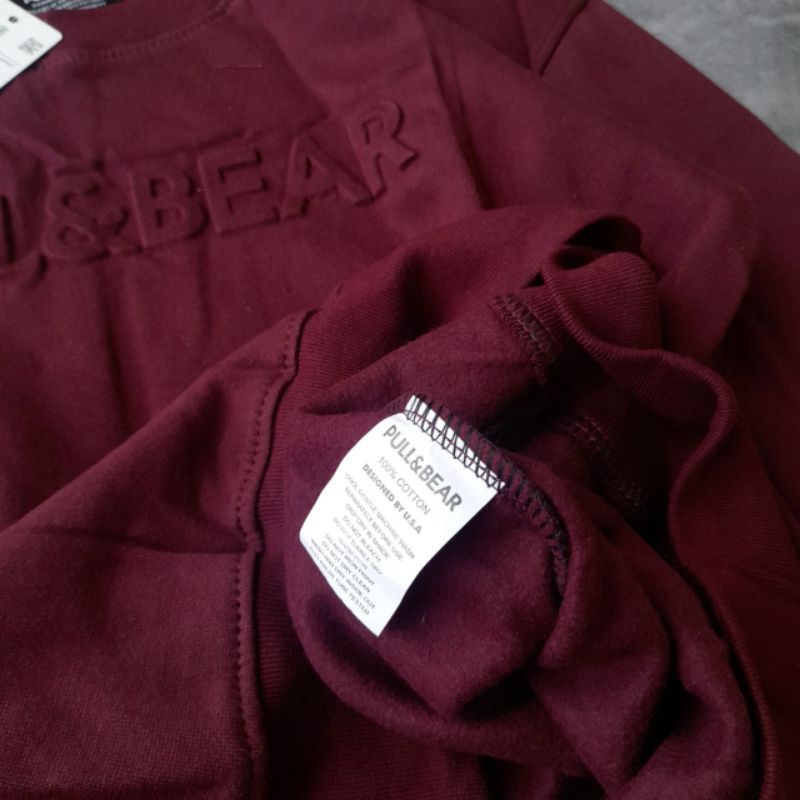 SWEATER CREWNECK PULL&amp;BEAR EMBOOSD TIMBUL 3D PREMIUM HIGH QUALITY FULLTAG&amp; LEBEL ( TERBESTSELLER ) CREWNECK PRIA WANITA UNISEX