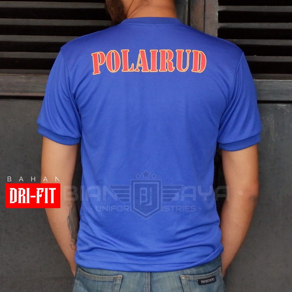 Kaos Loreg Army Polairud Benhur Lengan Pendek Katun Drifit Biru