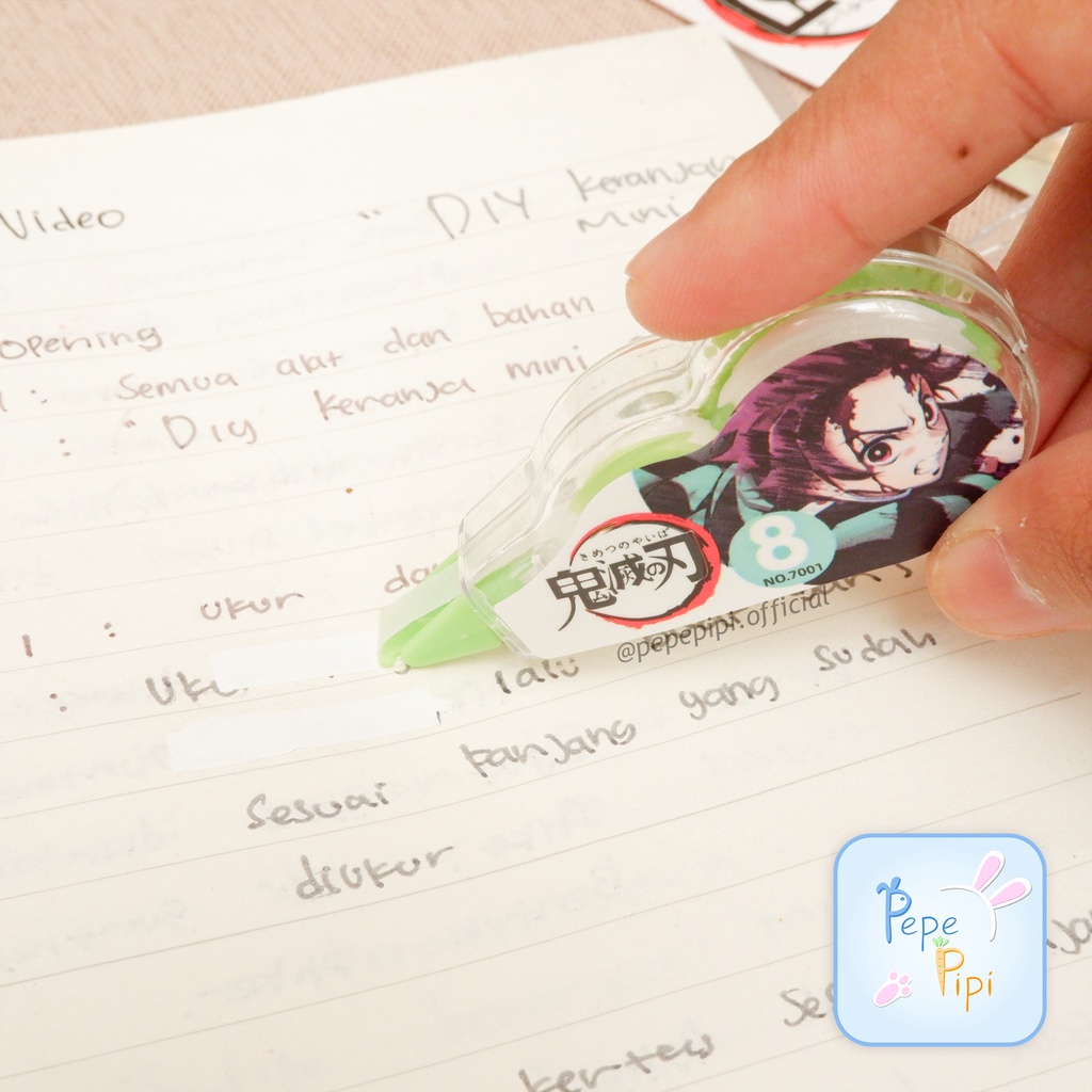 Tip-X Kertas Demon Slayer No.7001 Correction Tape Roll Tipe x Tipex Tip x Tip-ex Pita Penghapus Pulpen