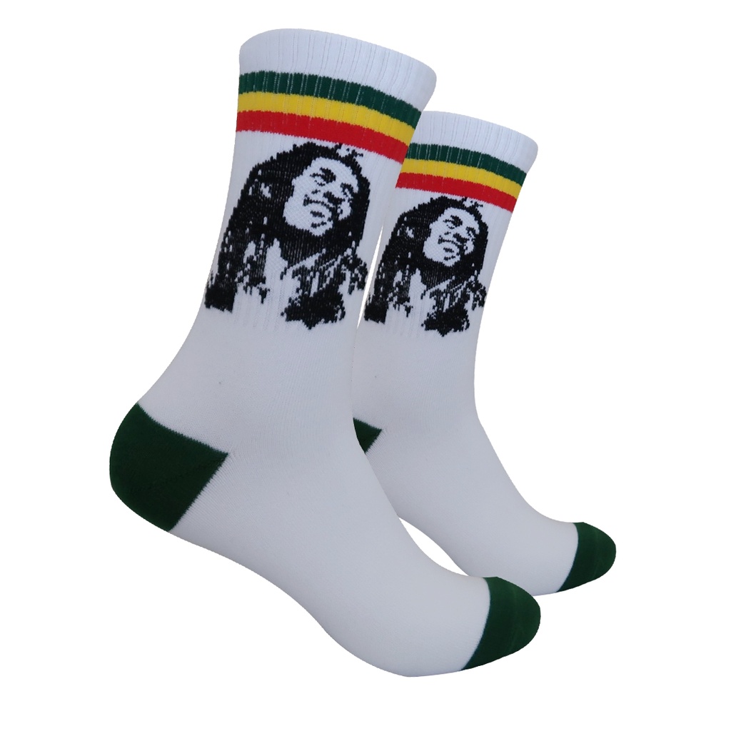 Kaos Kaki Motif Bob Marley Putih ( B41 )