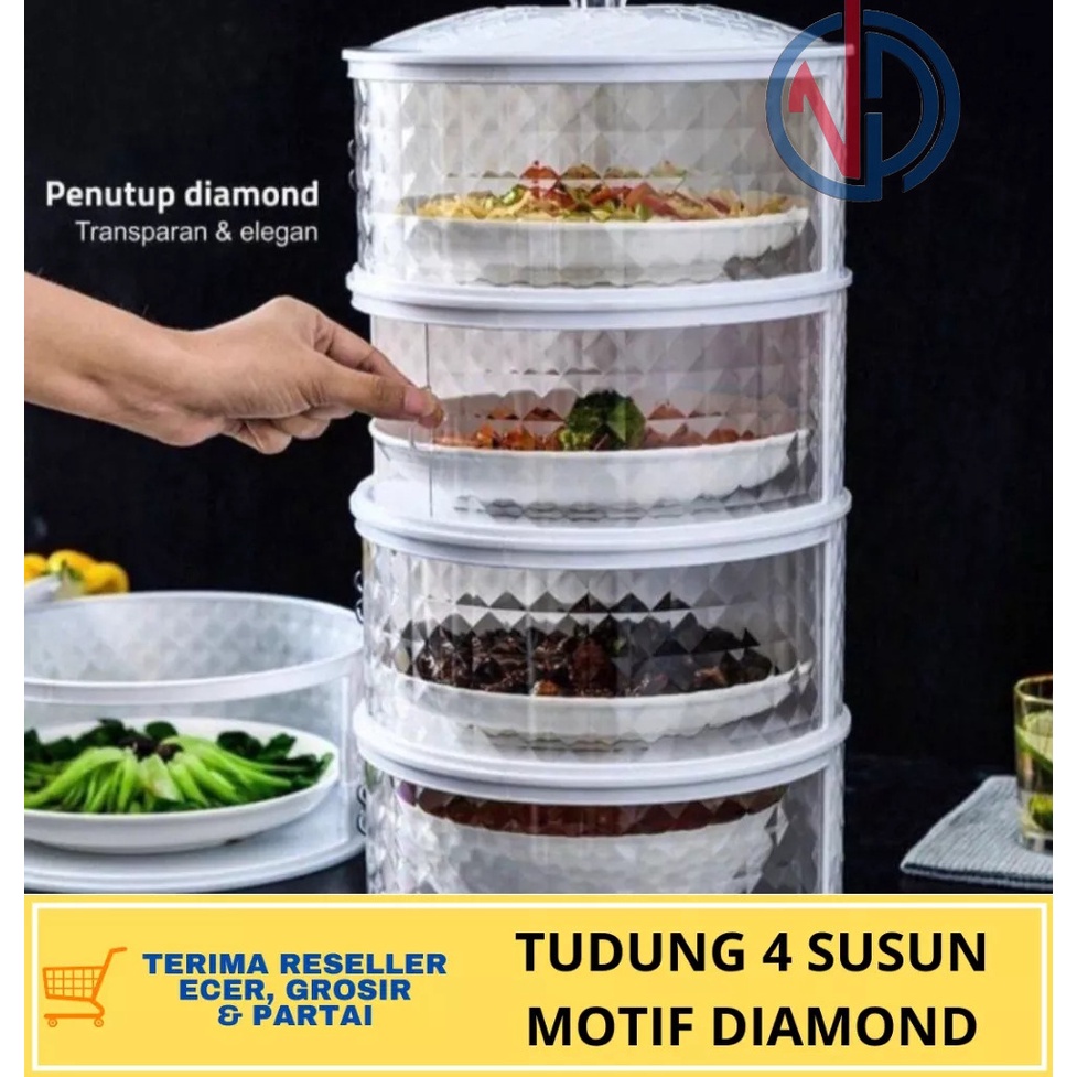 TUDUNG SAJI DIAMOND TUDUNG DIAMOND TEMPAT PENYIMPANAN MAKANAN 4 SUSUN TUDUNG SAJI 4 SUSUN MULTILAYER FOOD STORAGE VD