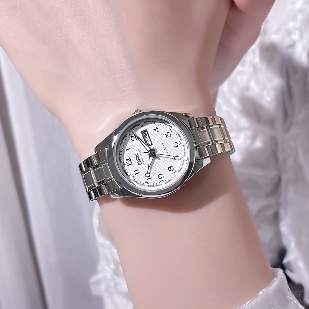 OPK Jam Tangan Wanita Anti Air Original Stainless Steel Cewek Kalender Bercahaya Luminous Women Watch